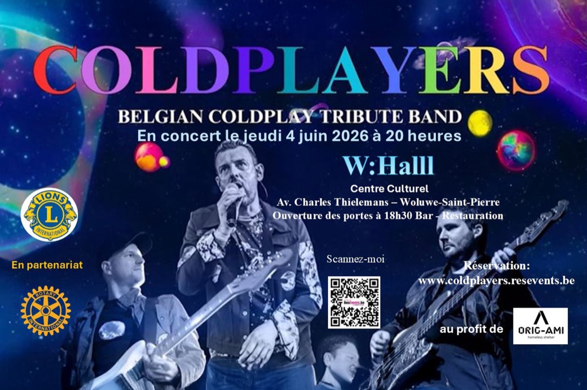 Affiche du concert Coldplayers au W:Halll de Woluwe-Saint-Pierre